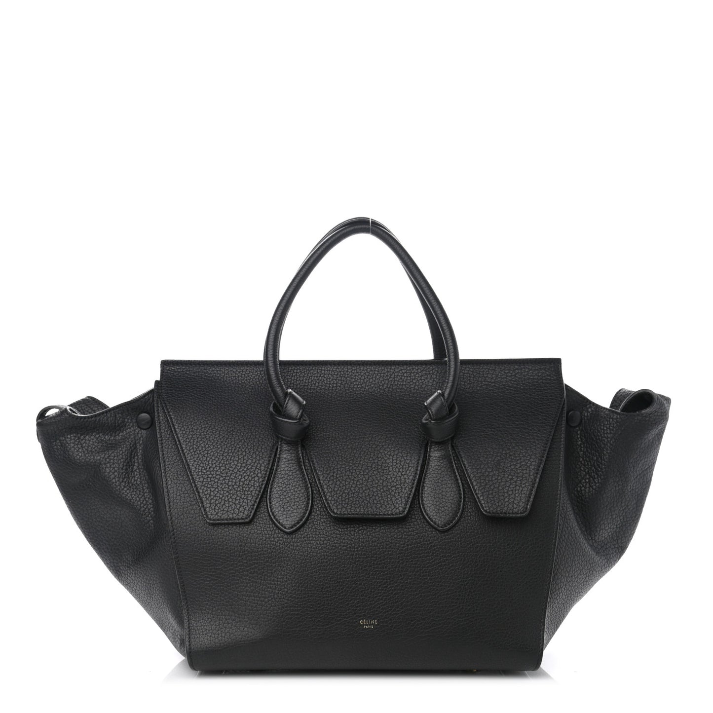 Crisped Calfskin Medium Tie Knot Tote Black