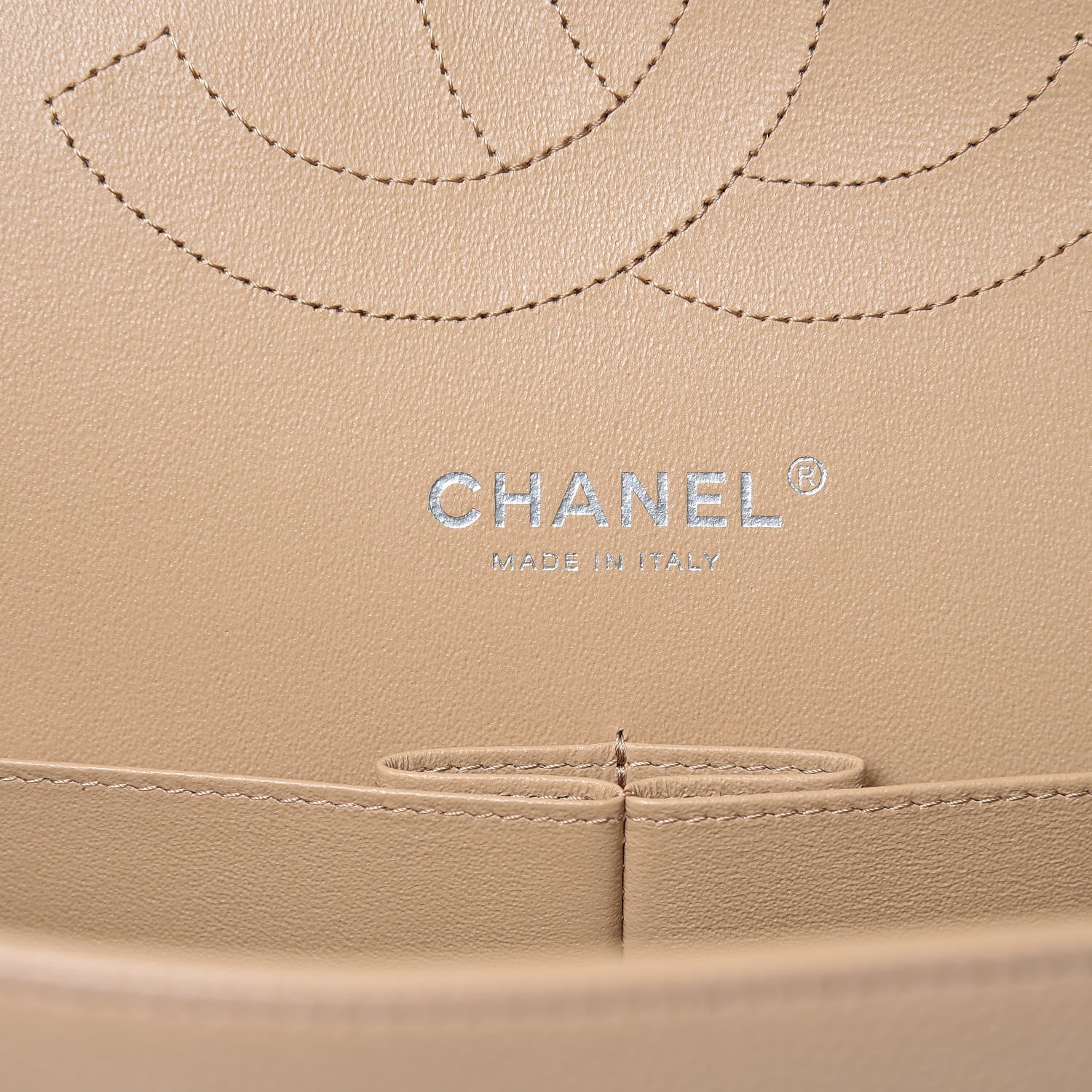 Chanel Caviar Chevron Quilted Jumbo Double Flap Beige 7 of 12