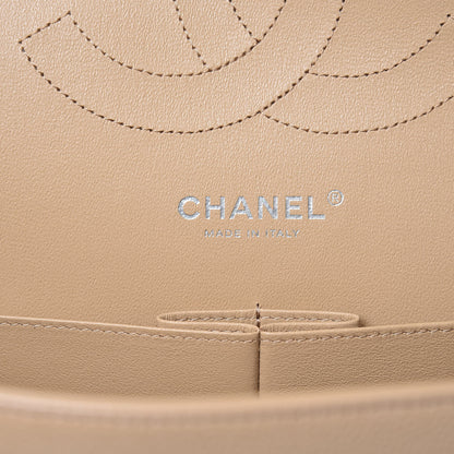 Chanel Caviar Chevron Quilted Jumbo Double Flap Beige 7 of 12
