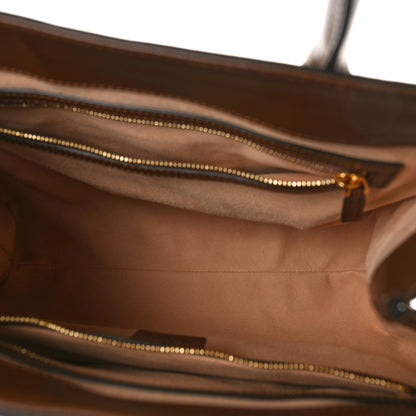 Gucci GG Supreme Monogram Azalea Calfskin Web Medium Jackie 1961 Tote Beige Ebony Brown Sugar 5 of 9
