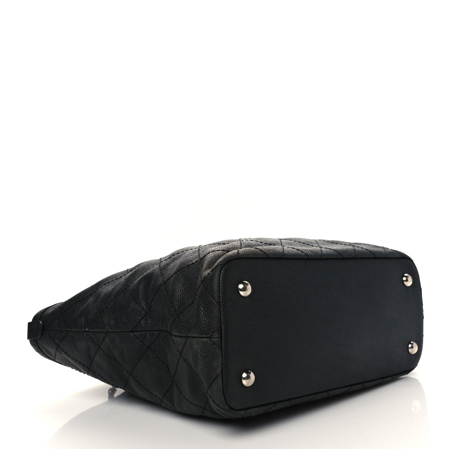 Grained Calfskin Quilted Small Daily Shopping Tote Black