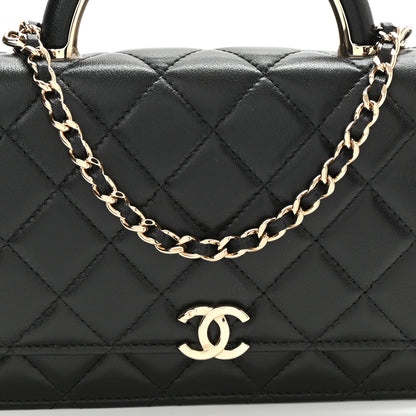 Chanel Lambskin Quilted Top Handle Wallet On Chain WOC Black 9 of 12