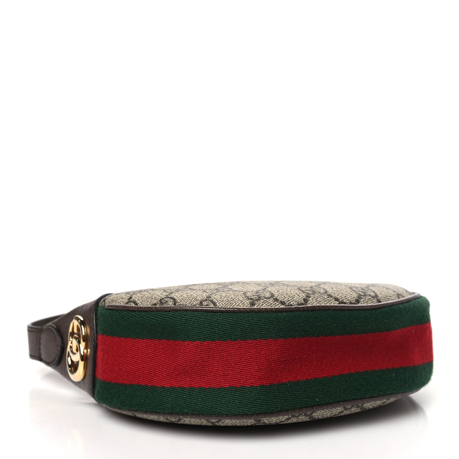 Gucci GG Supreme Monogram Textured Calfskin Web Mini Ophidia Half Moon Hobo Beige Ebony New Acero 4 of 10