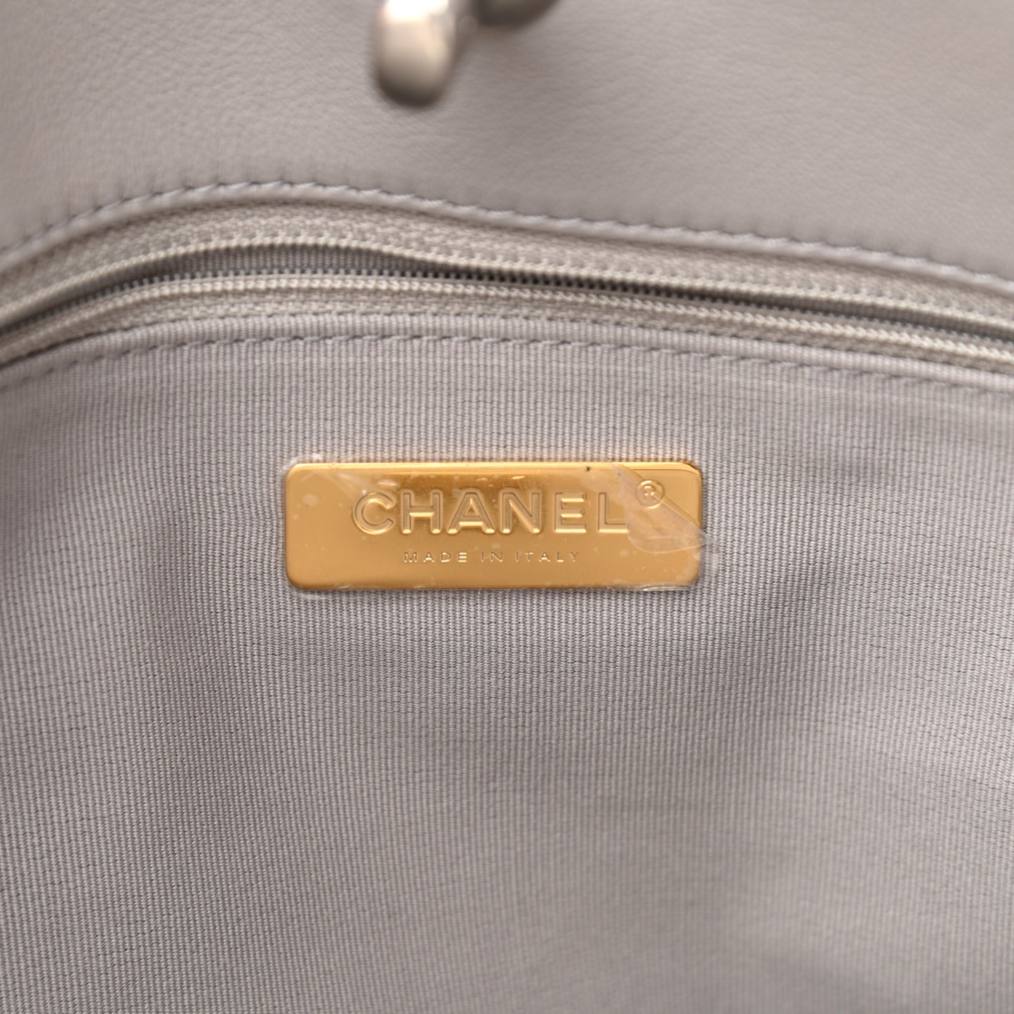 Lambskin Quilted Chanel 19 Shopping Bag Grey