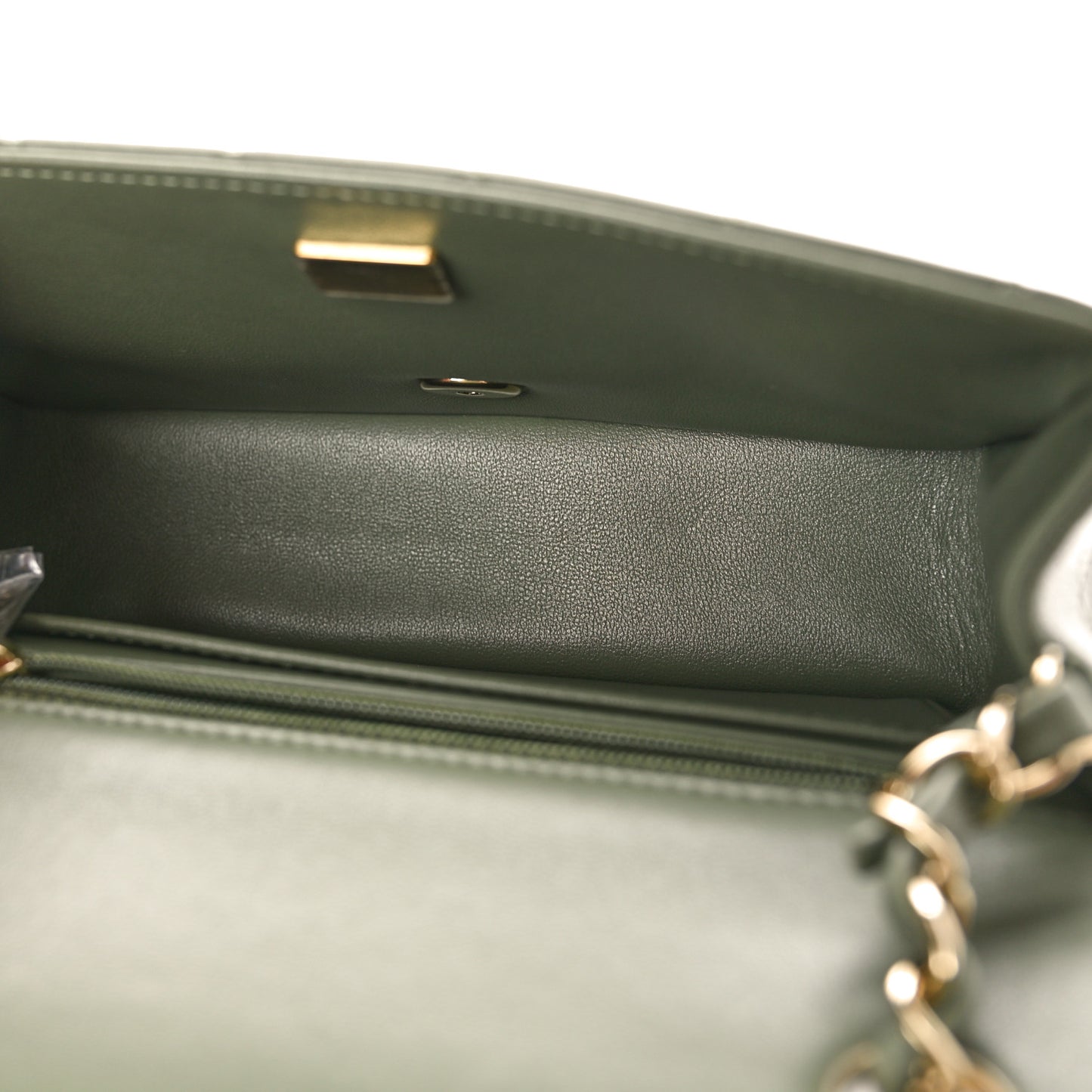 Lambskin Quilted Mini Rectangular Flap Green