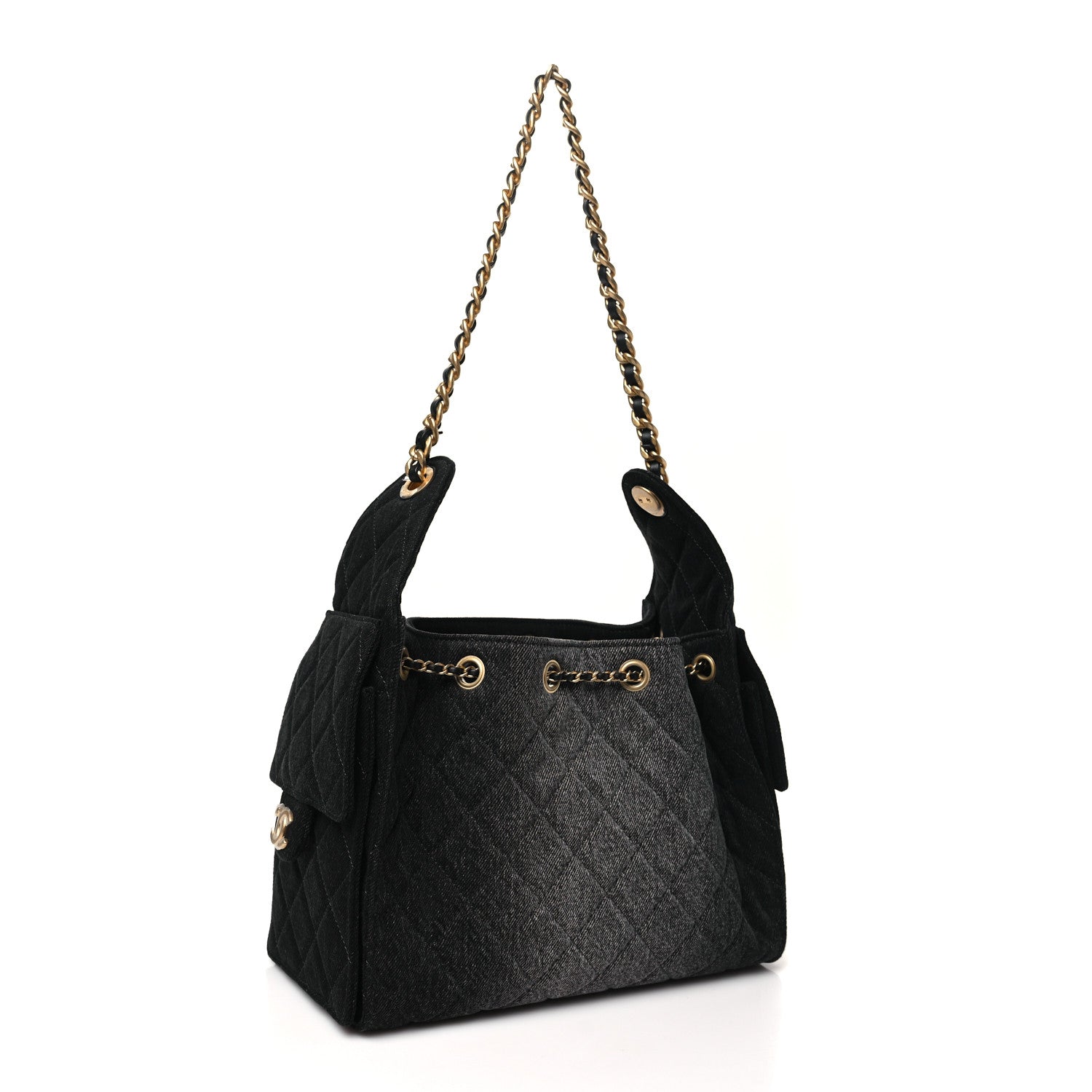 Chanel Washed Denim Quilted Small Chanel 25 Handbag Black 3 of 10