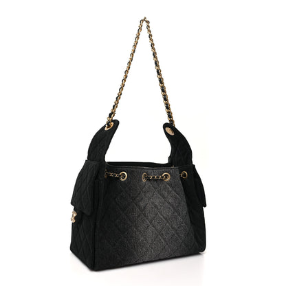 Chanel Washed Denim Quilted Small Chanel 25 Handbag Black 3 of 10