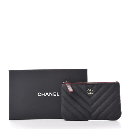 Chanel Caviar Chevron Quilted Small Cosmetic Case Black 10 of 10