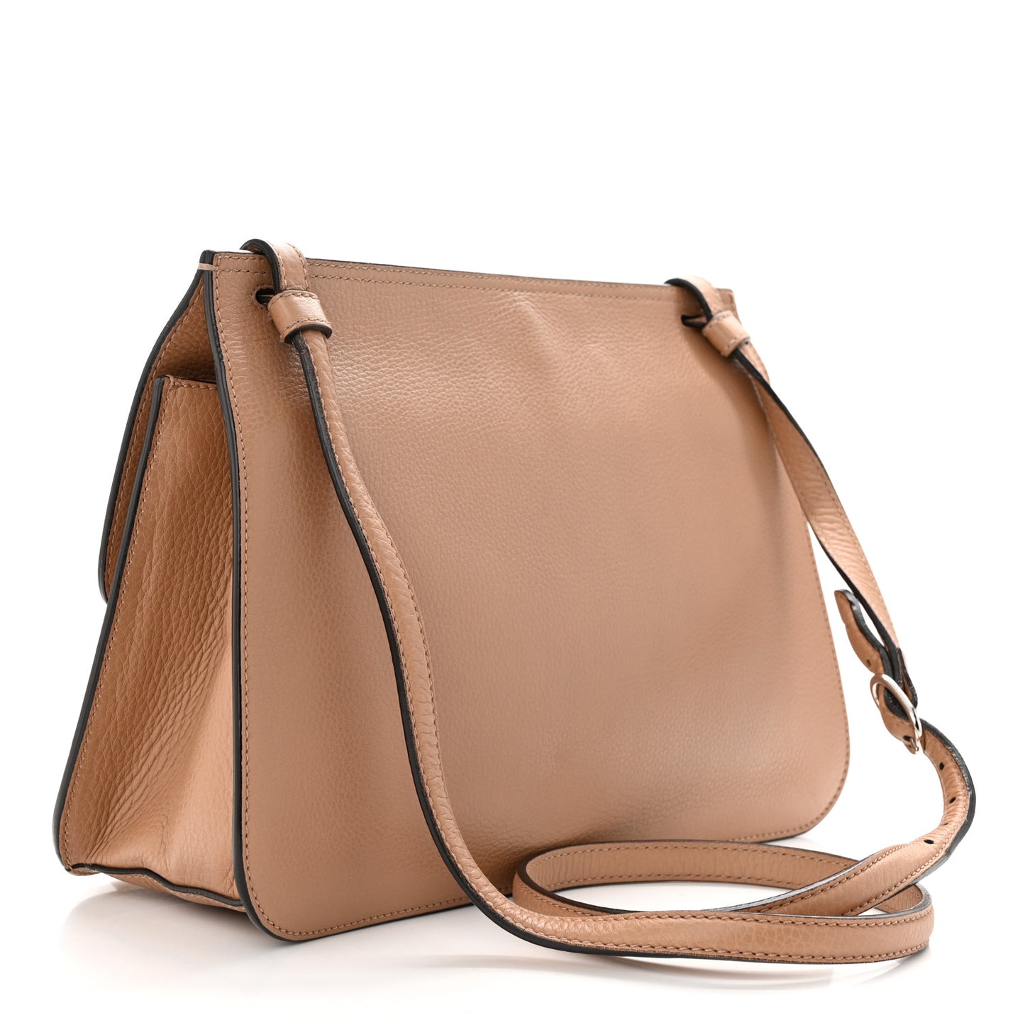 Cellarius Calfskin Medium Bamboo Daily Flap Shoulder Bag Camelia