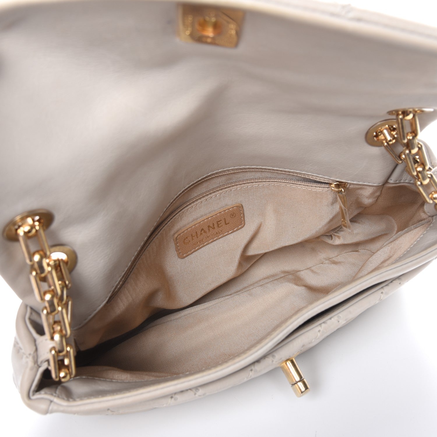 Chanel Calfskin Quilted Retro Chain Flap Beige 5 of 9