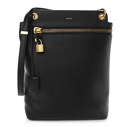 Tom Ford Pebbled Calfskin Zip Shoulder Bag Black 1 of 9