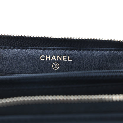 Chanel Caviar Quilted Small Filigree Zip Around Wallet Beige Black 6 of 10