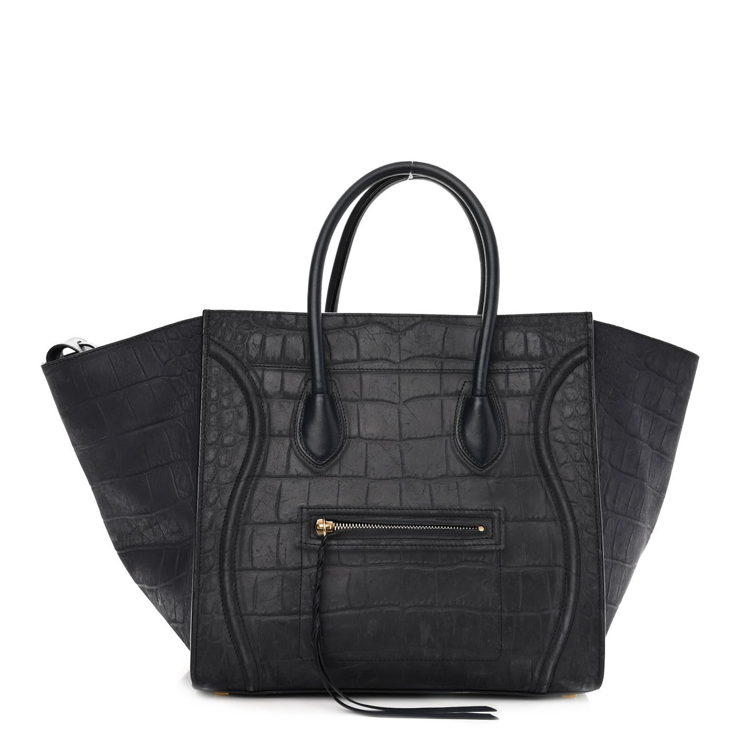 Celine Crocodile Embossed Calfskin Medium Phantom Luggage Navy Blue 1 of 16