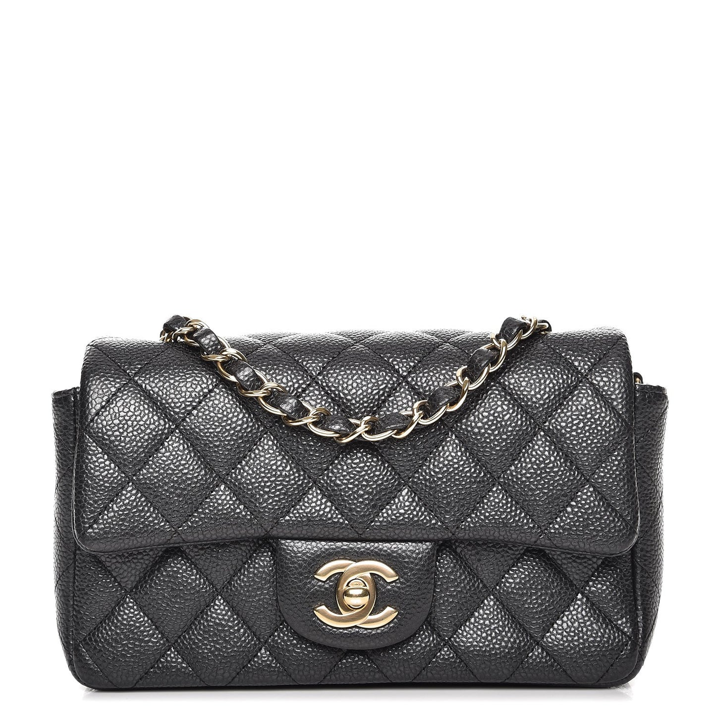Caviar Quilted Mini Rectangular Flap Dark Charcoal