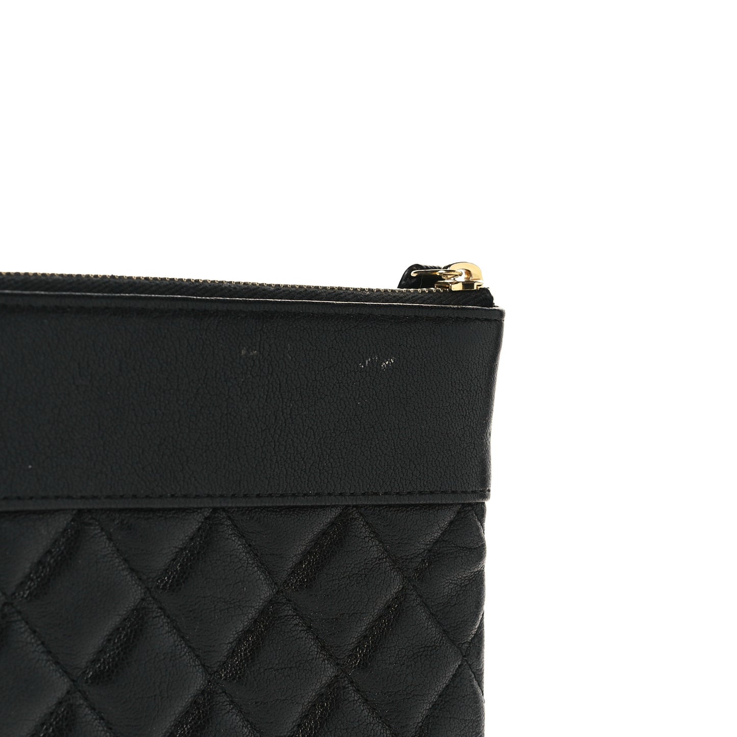 Sheepskin Quilted Mademoiselle Vintage Large Zip Pouch Black