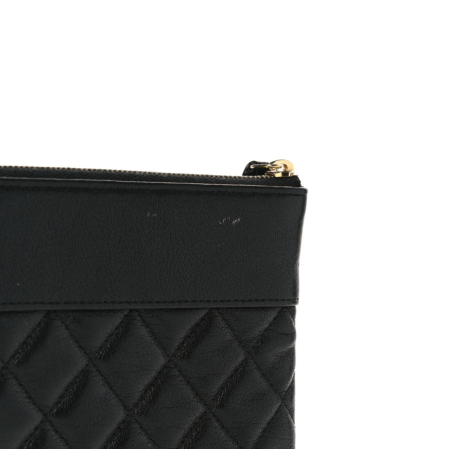 Chanel Sheepskin Quilted Mademoiselle Vintage Large Zip Pouch Black 9 of 9