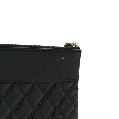 Chanel Sheepskin Quilted Mademoiselle Vintage Large Zip Pouch Black 9 of 9