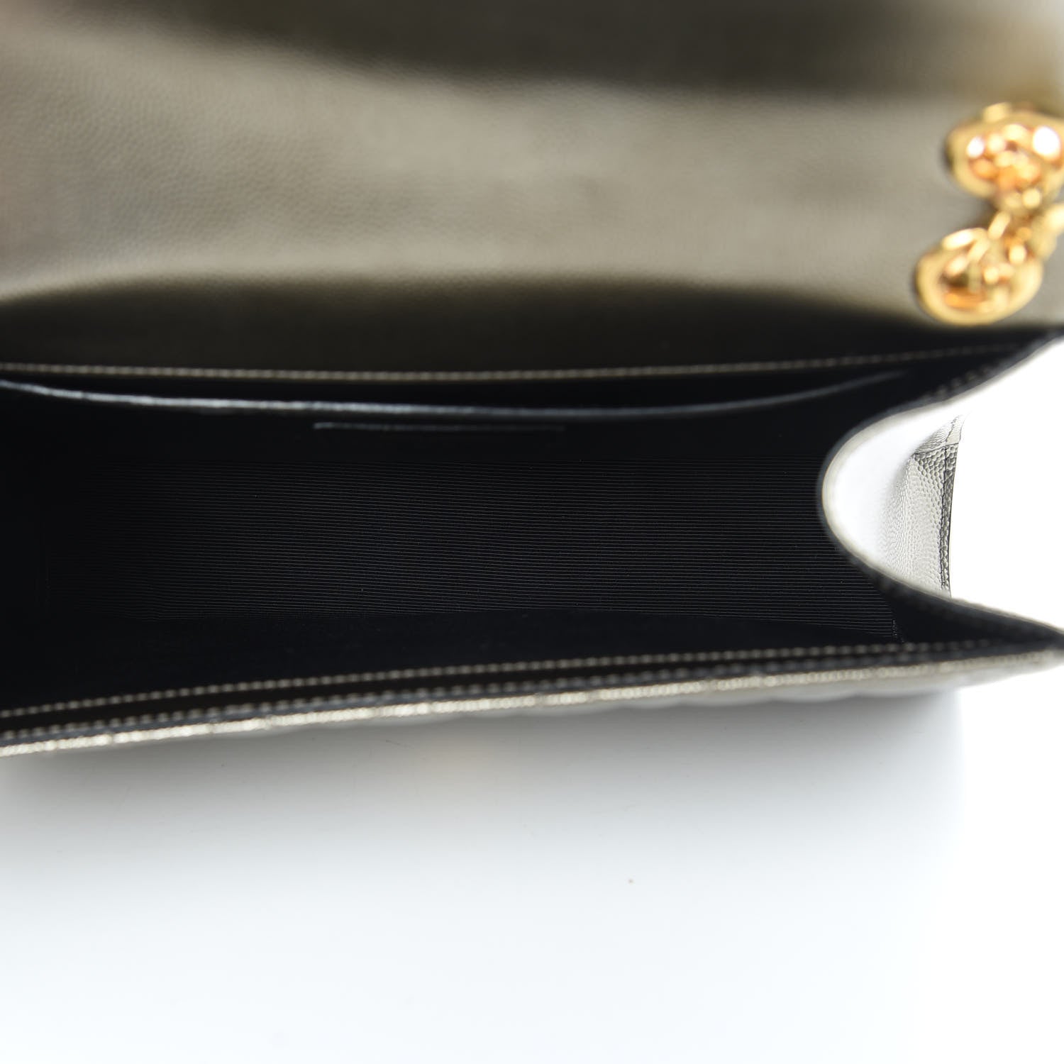 Saint Laurent Metallic Grain De Poudre Textured Mixed Matelasse Triquilt Medium Monogram Satchel Piombo 5 of 10