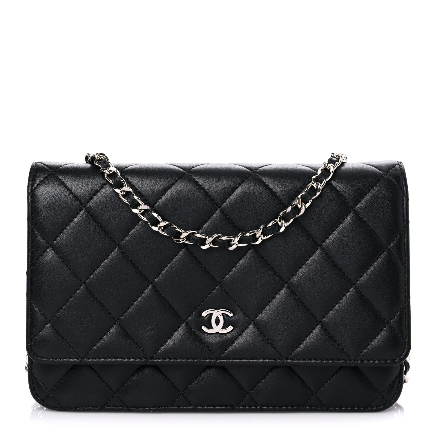 Chanel Lambskin Quilted Wallet On Chain WOC Black 1 of 14