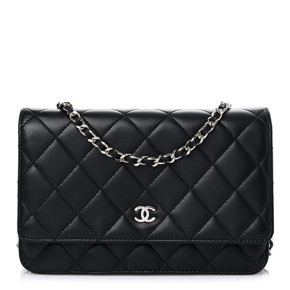 Chanel Lambskin Quilted Wallet On Chain WOC Black 1 of 14