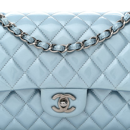 Chanel Patent Calfskin Quilted Medium Double Flap Turquoise 8 of 14