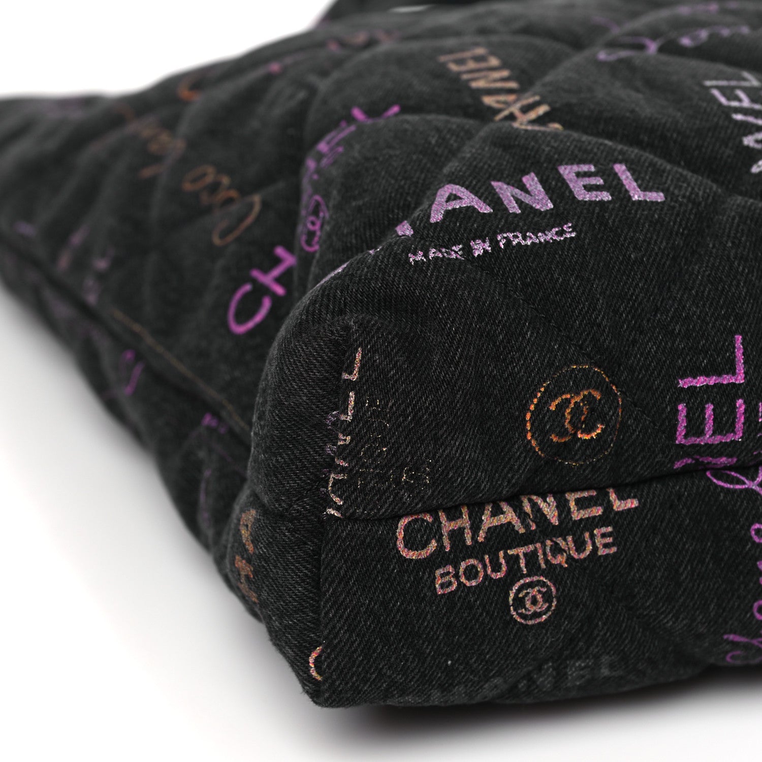 Chanel Denim Quilted Denim Mood Maxi Shopping Bag Black Multicolor 8 of 9