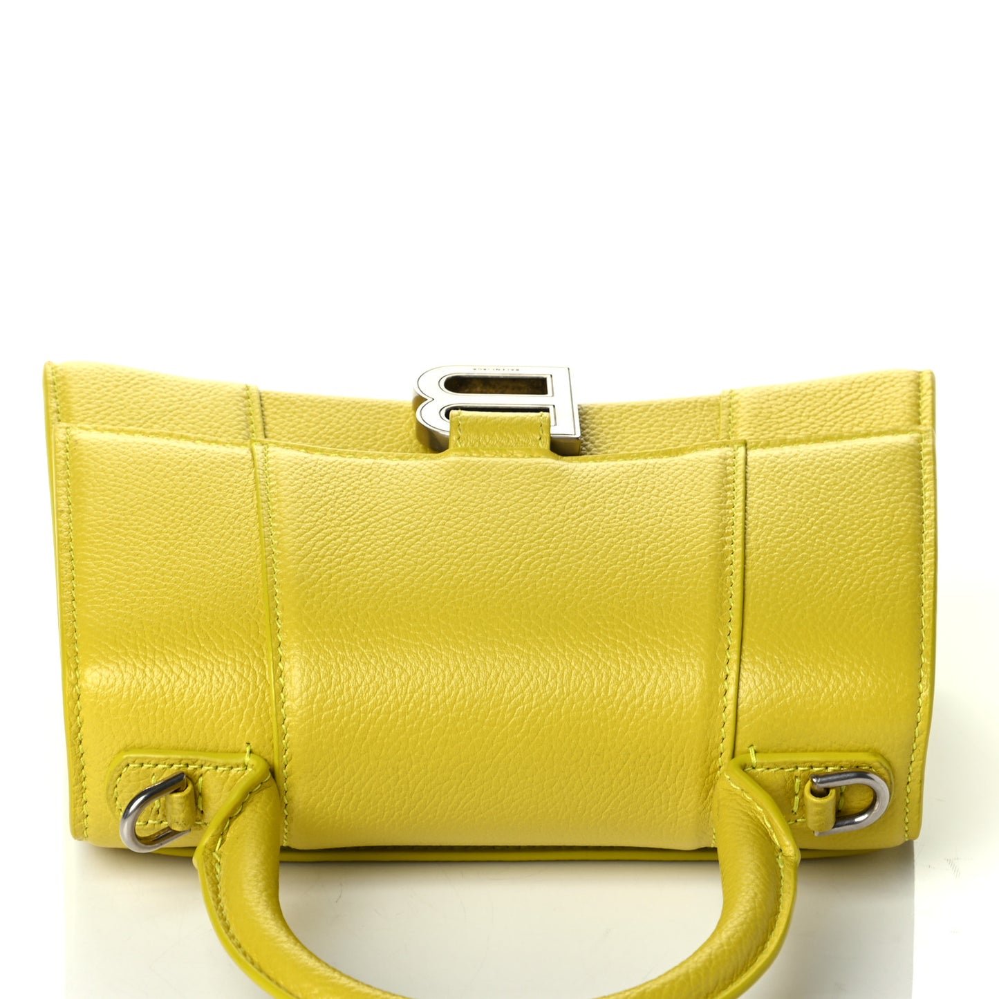 Grained Calfskin Hourglass Top Handle Bag XS Lime