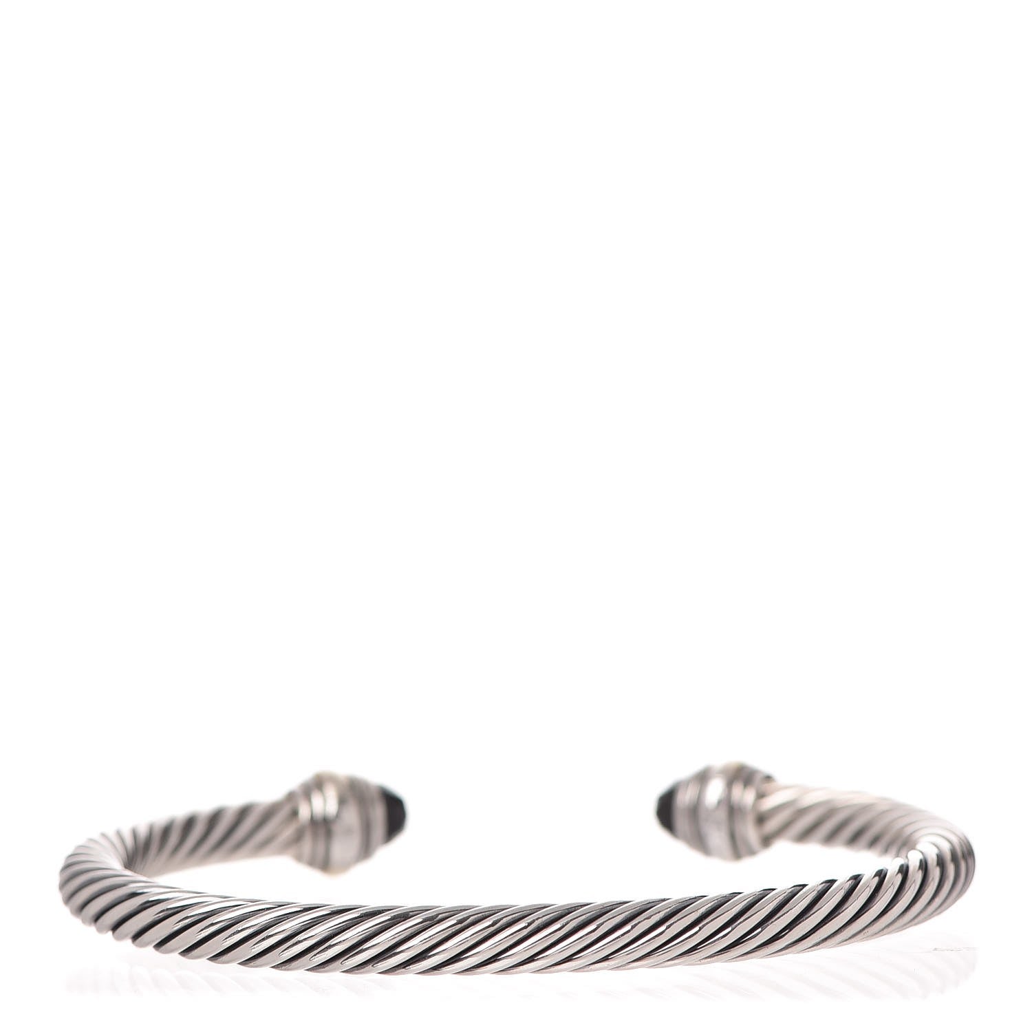 David Yurman Sterling Silver 14K Yellow Gold Black Onyx 5mm Cable Classics Bracelet 3 of 6