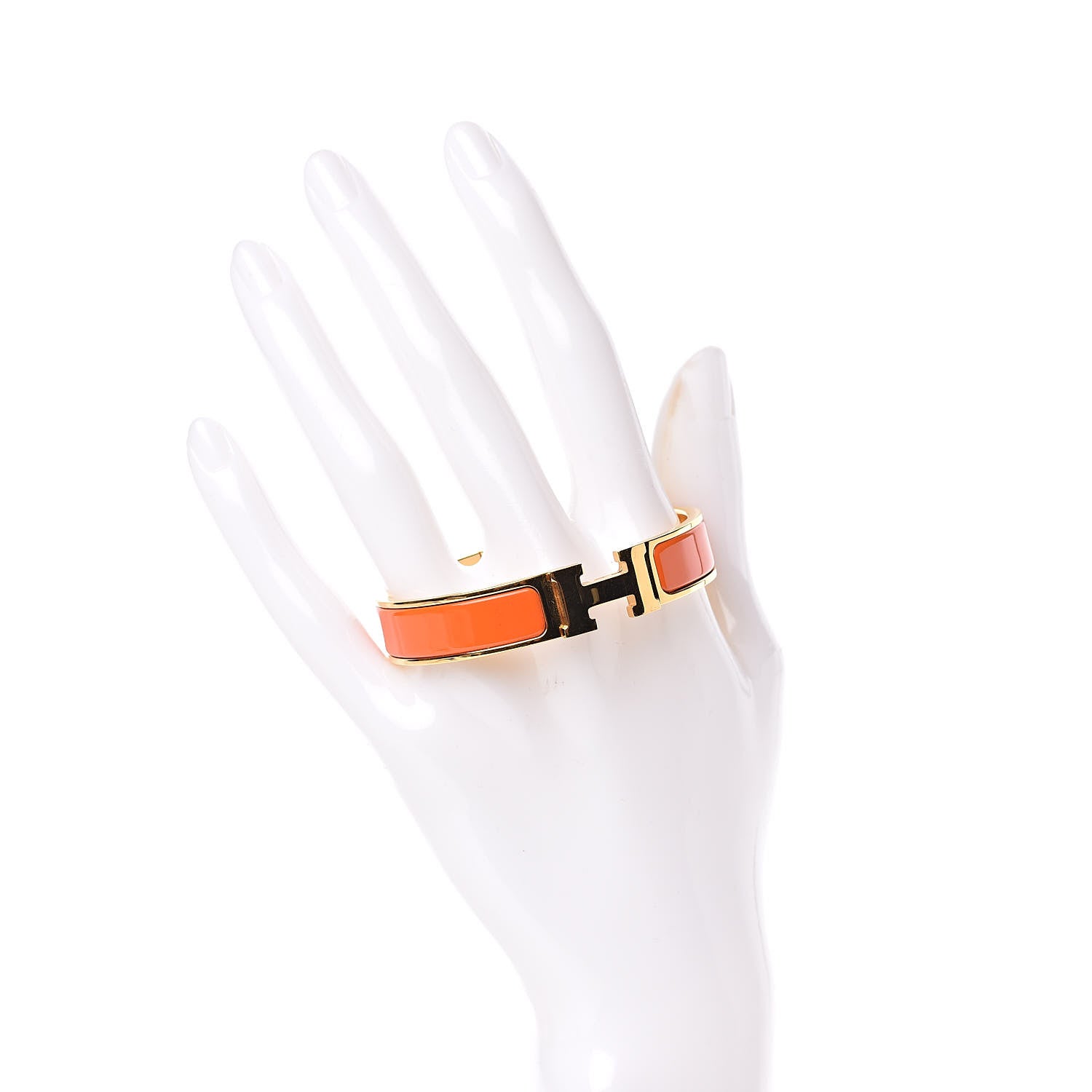 Hermes Enamel Narrow Clic Clac H Bracelet PM Orange 2 of 5