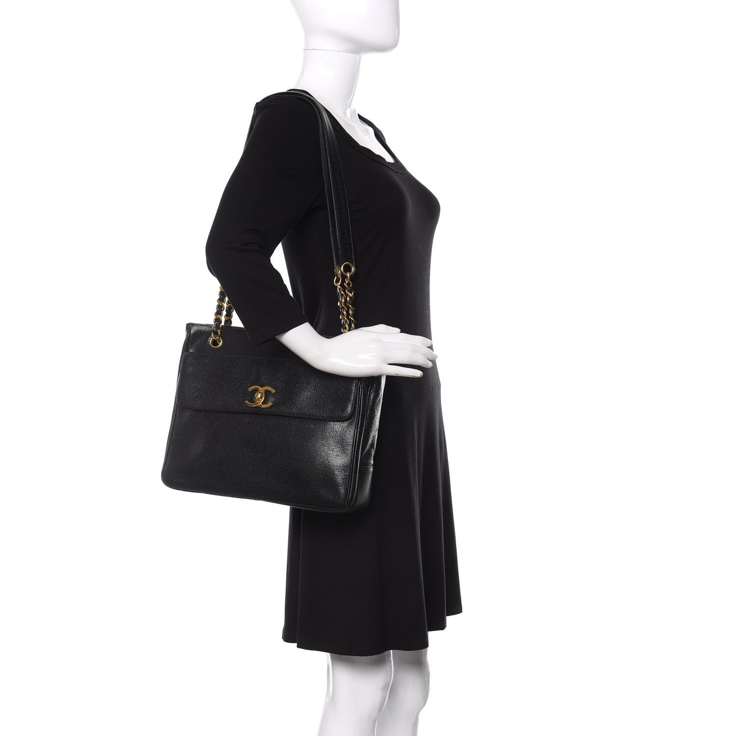 Caviar Flap Shoulder Bag Black