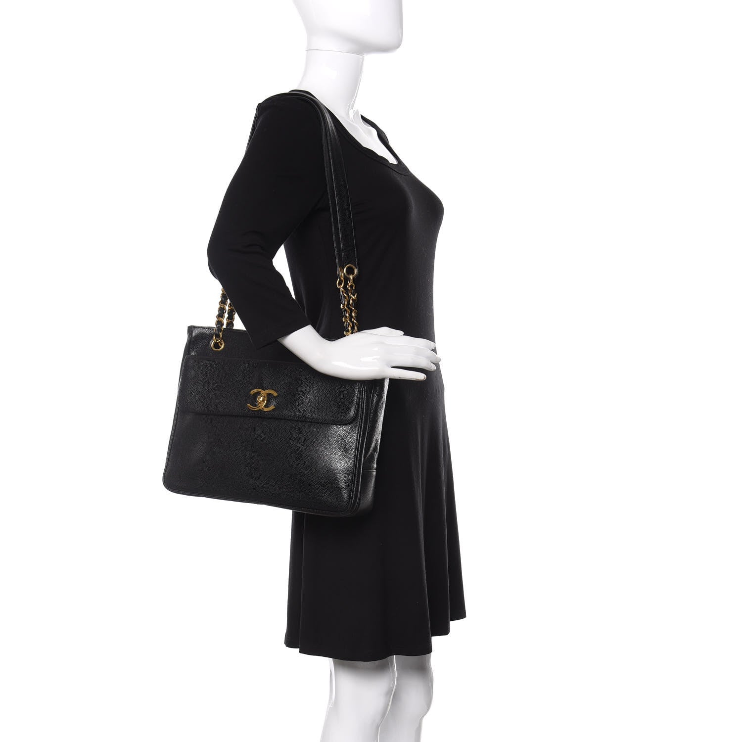 Chanel Caviar Flap Shoulder Bag Black 2 of 11