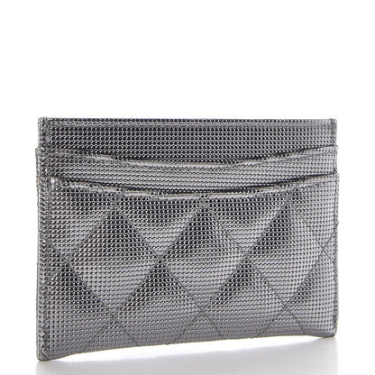 Chanel Metallic Calfskin Pixel Effect Card Holder Dark Silver 3 of 8
