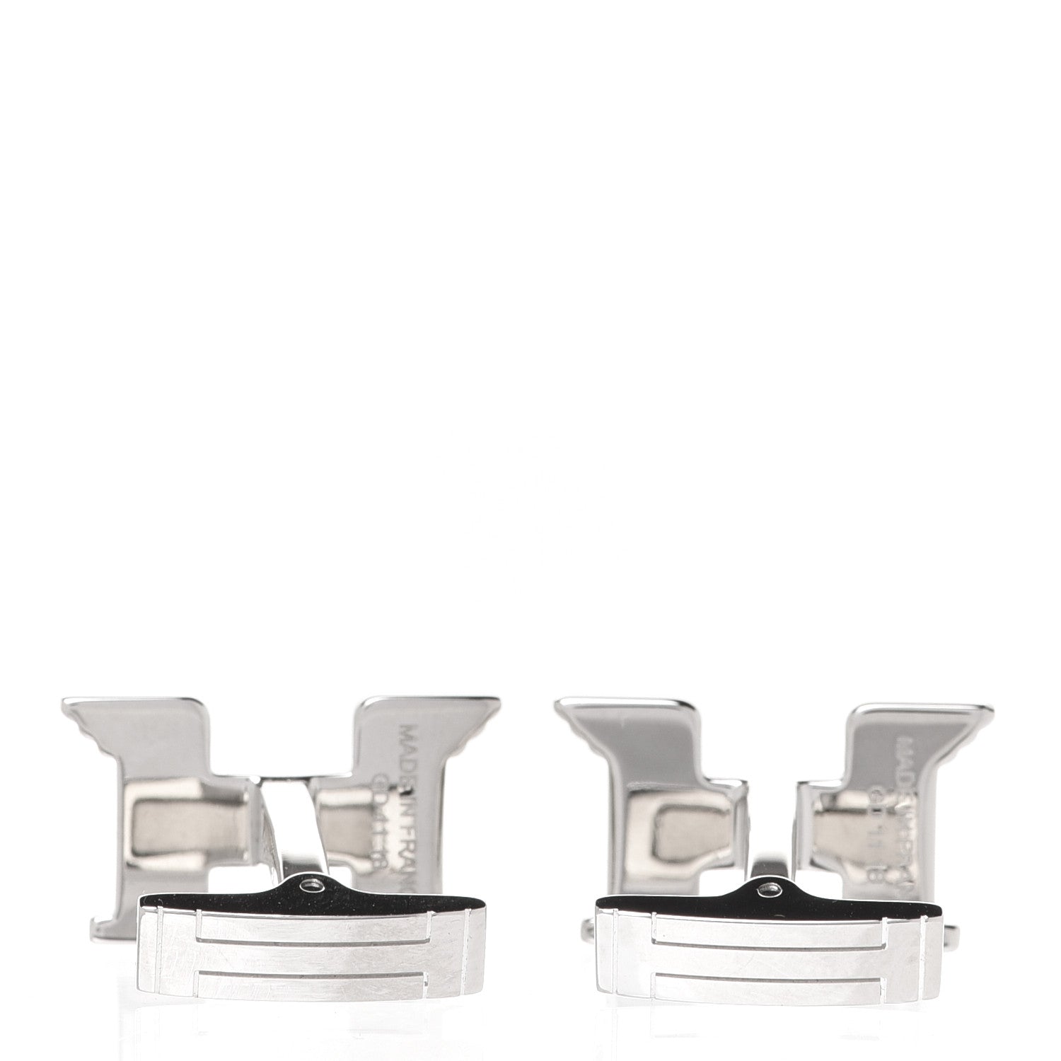 Hermes Brushed Palladium Pegase H Cufflinks Silver 6 of 12