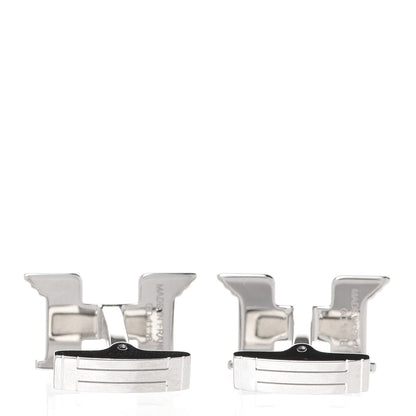 Hermes Brushed Palladium Pegase H Cufflinks Silver 6 of 12
