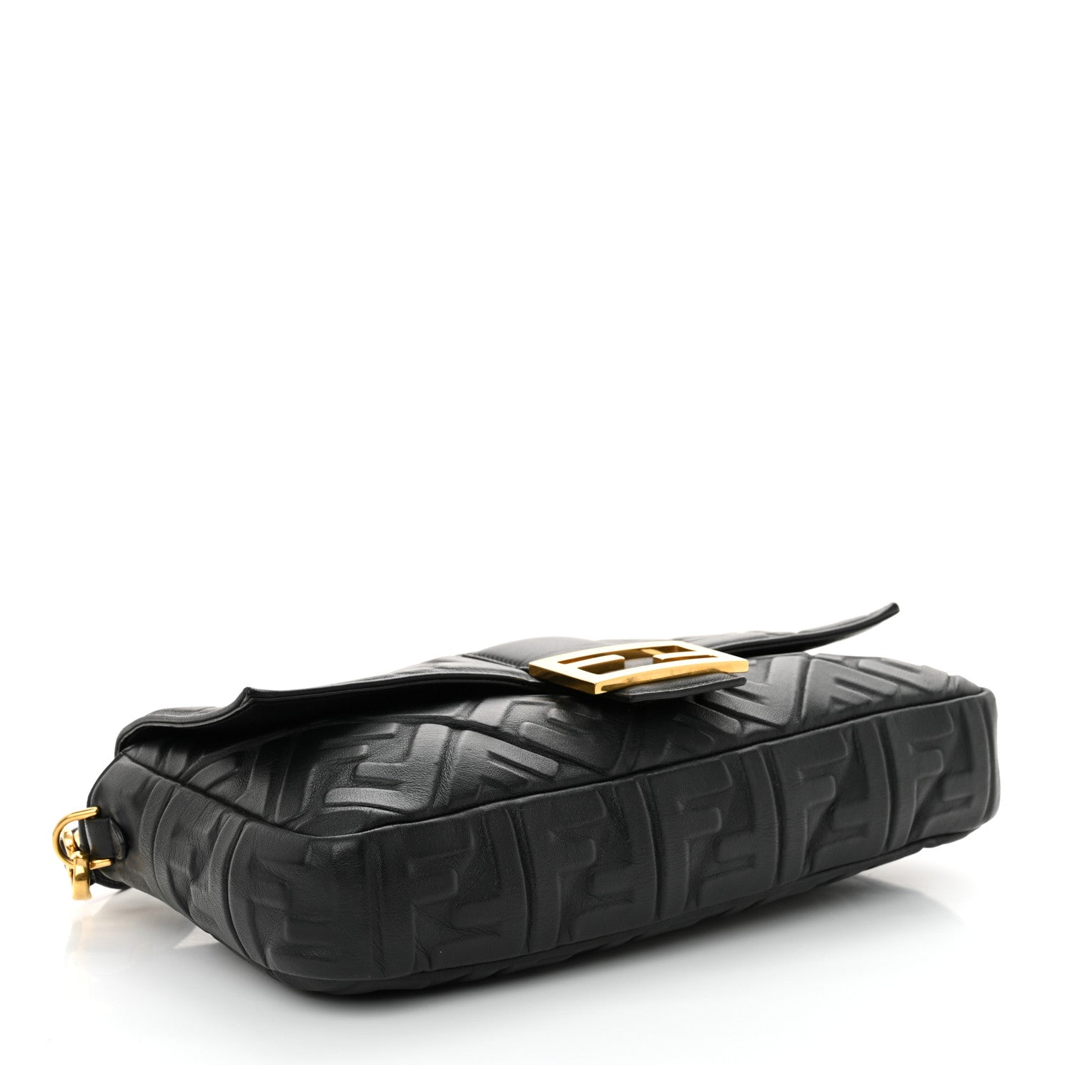 Fendi Nappa FF 1974 Embossed Large Baguette Black 4 of 12