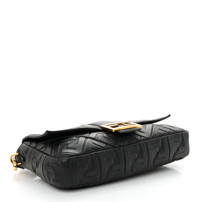 Fendi Nappa FF 1974 Embossed Large Baguette Black 4 of 12