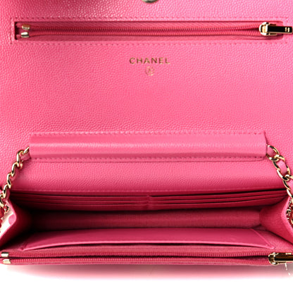Chanel Caviar Quilted Wallet on Chain WOC Fuchsia 4 of 8