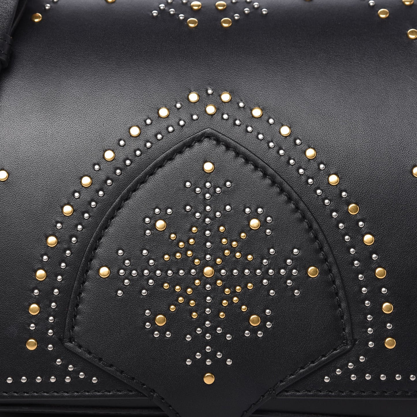 Calfskin Studded Square Satchel Black