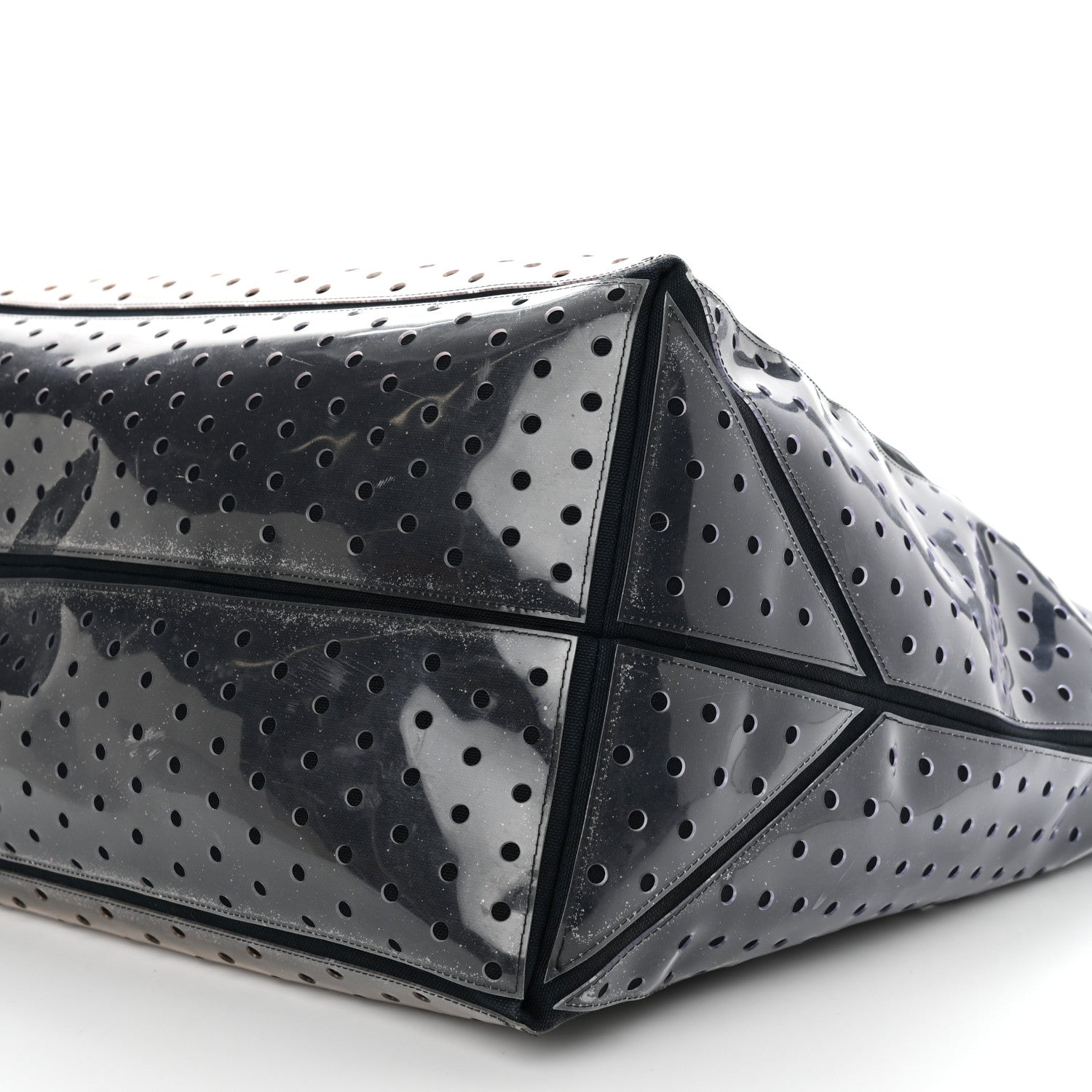 Chanel Canvas Vinyl Perforated CC Tote White Black Dark Navy 10 of 11