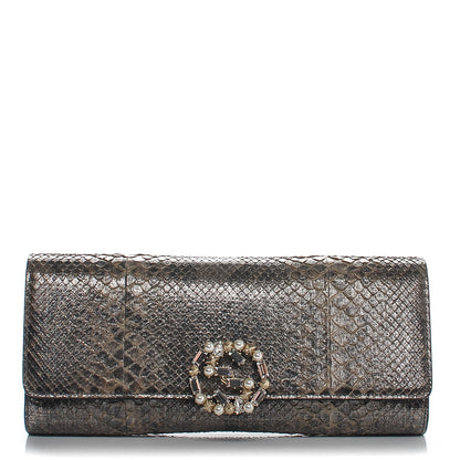 Gucci Metallic Python Crystal Pearl Broadway Clutch 1 of 6