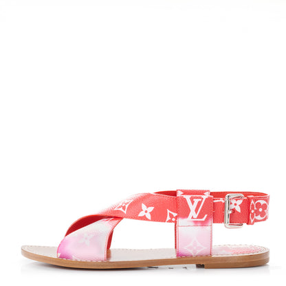 Louis Vuitton Monogram Escale Palma Flat Sandals 39 Rouge 1 of 8