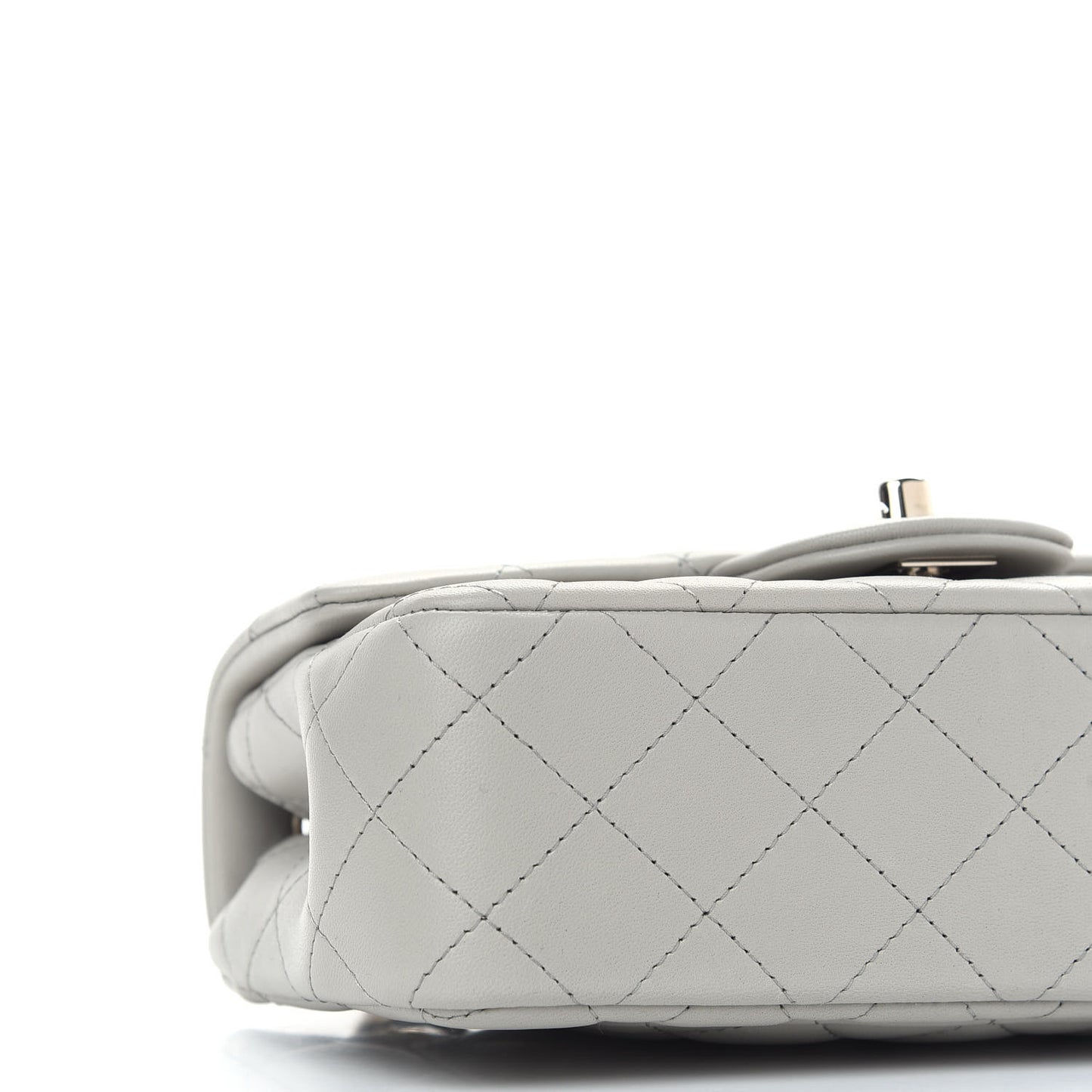 Lambskin Quilted Mini Rectangular Flap Grey