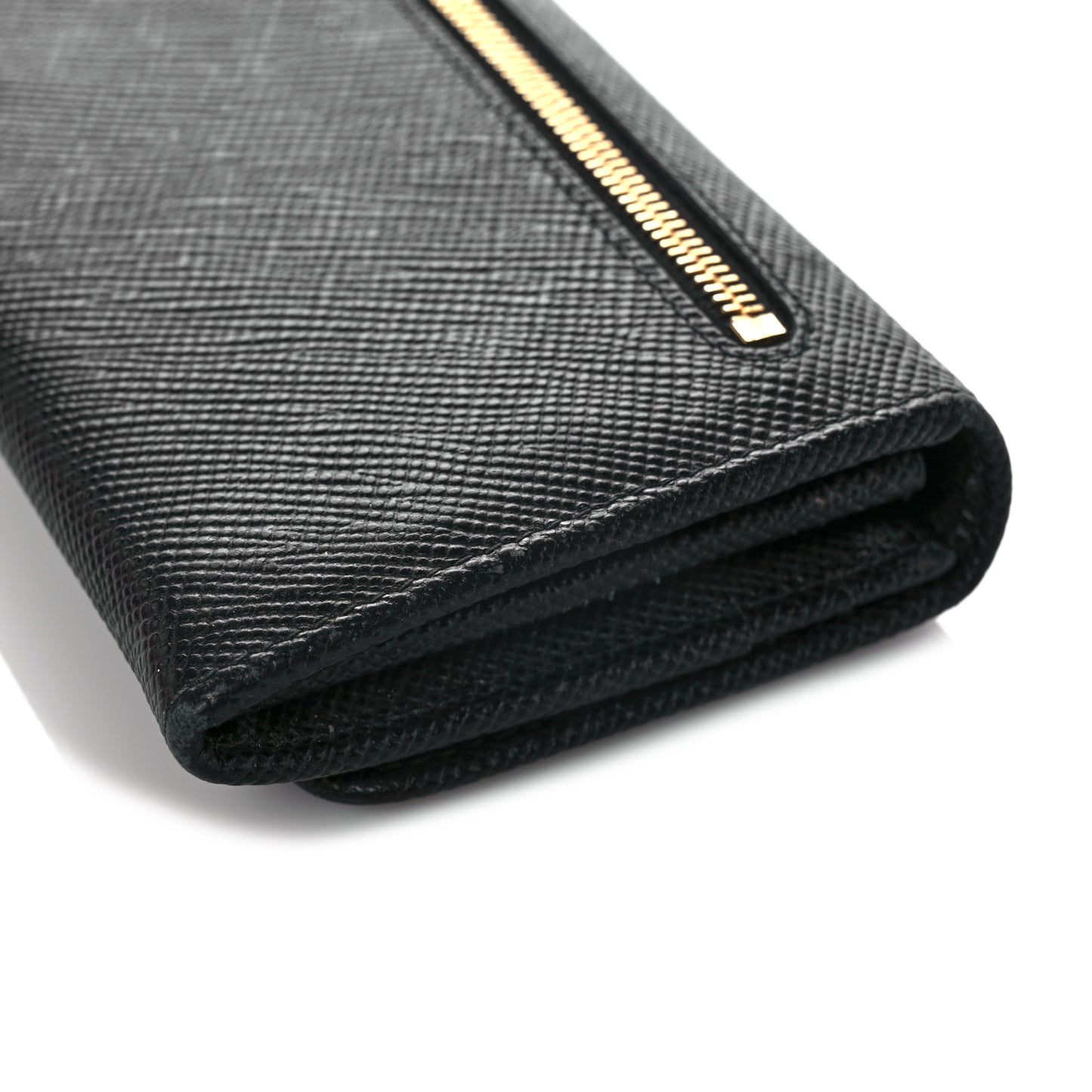 Saffiano Metal Continental Flap Wallet Black