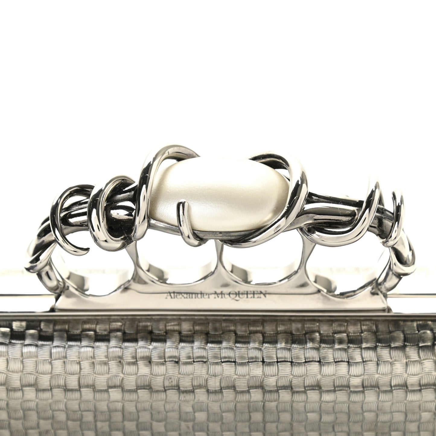 Metallic Knucklebox Clutch Silver
