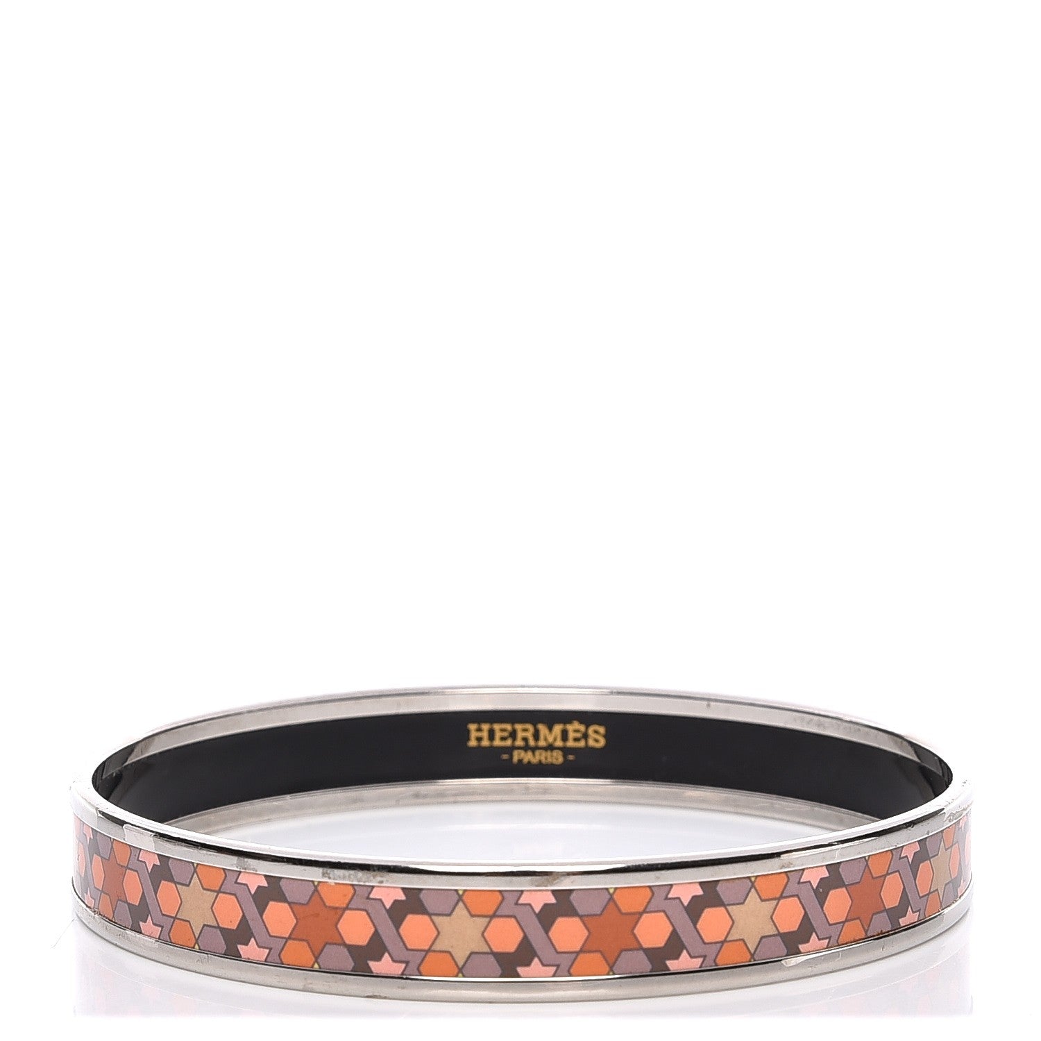 Hermes Enamel Printed Narrow Rose de Compas Bracelet 70 1 of 5