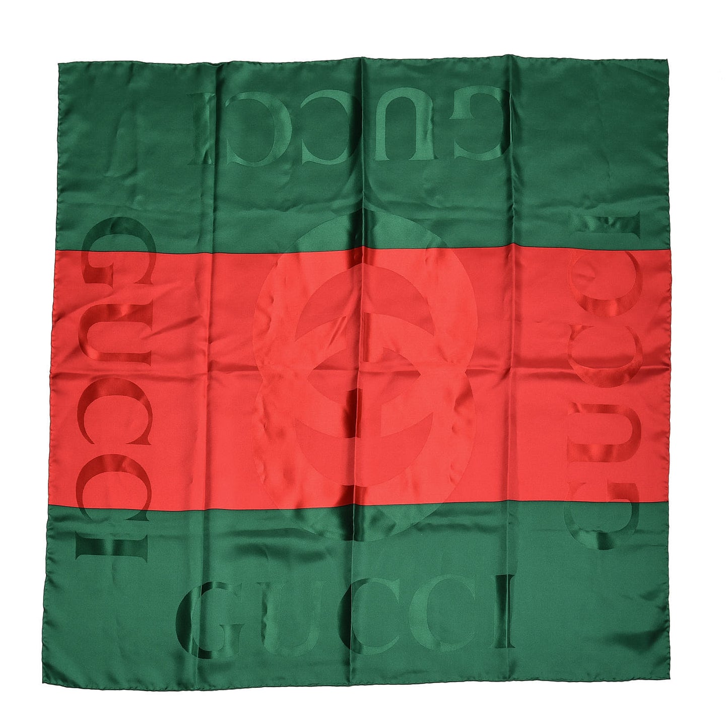 Silk Monogram Web Scarf Green Red