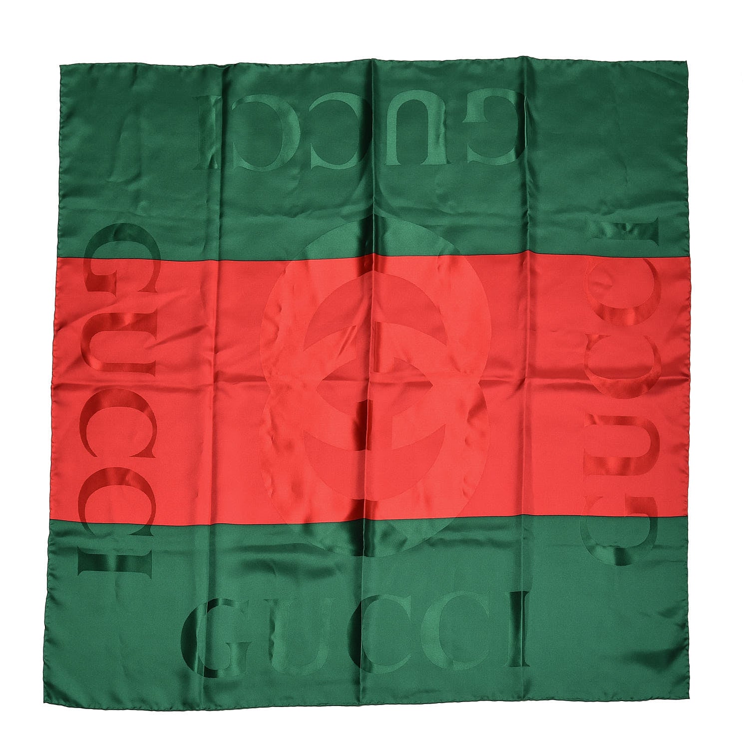Gucci Silk Monogram Web Scarf Green Red 1 of 5
