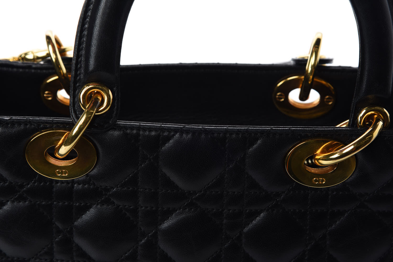 Christian Dior Lambskin Cannage Medium Lady Dior Black 16 of 17