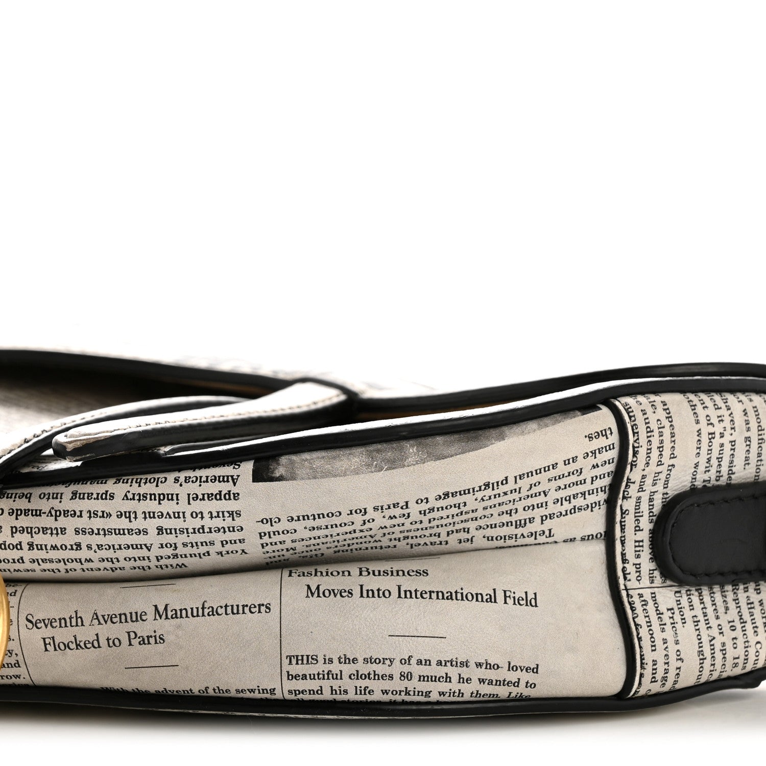 Christian Dior Calfskin Newspaper Printed Saddle Bag Black White 10 of 15