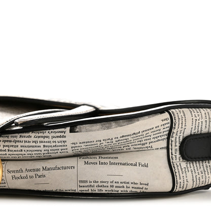 Christian Dior Calfskin Newspaper Printed Saddle Bag Black White 10 of 15